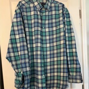 Vineyard Vines Green and Blue Plaid Button-Down Shirt
